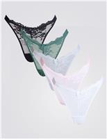 5pk Fran Lace High Leg Thongs