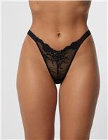 5pk Fran Lace High Leg Thongs
