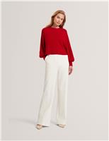 Ted Baker Crew Neck Jumper with Cotton and Merino Wool Dark Red