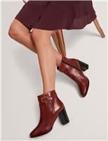 Ted Baker Leather Buckle Block Heel Ankle Boots Black