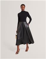 High Neck Midi Skater Dress