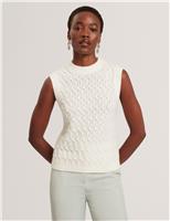 Wool Rich Textured Crew Neck Vest Top