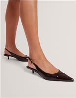 Patent Kitten Heel Pointed Slingback Shoes
