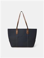 Textured Contrast Colour Zip Top Tote Bag
