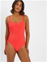 Ribbed Ruched Scoop Neck Swimsuit