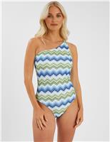 Zig Zag One Shoulder Swimsuit