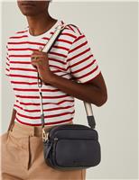 Faux Leather Double Zip Cross Body Camera Bag