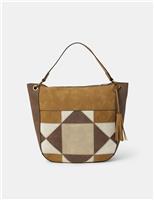 Suedette Patchwork Shoulder Bag