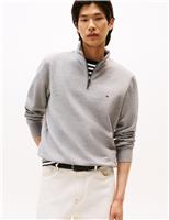 Tommy Hilfiger Essential Cotton Rich Half Zip Fleece Jumper Black