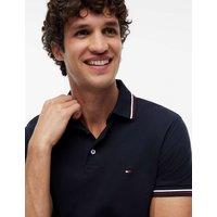 Tommy Hilfiger Slim Fit Cotton Rich Pique Tipped Polo Shirt Navy