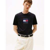 Tommy Hilfiger Pure Cotton Flag Graphic T-Shirt Black