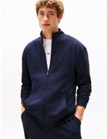 Cotton Blend Zip Up Loungewear Top