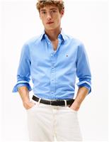 Tommy Hilfiger Regular Fit Easy Iron Poplin Micro Check Shirt Green