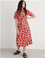 Pure Cotton Floral Midi Shirt Dress