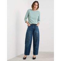 Seasalt Cornwall Pure Cotton Striped Top Green Mix