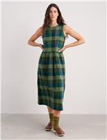 Pure Cotton Checked Midaxi Skater Dress