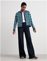 Seasalt Cornwall Pure Cotton Patterned Relaxed Cardigan Teal Mix