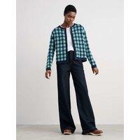 Seasalt Cornwall Pure Cotton Patterned Relaxed Cardigan Teal Mix