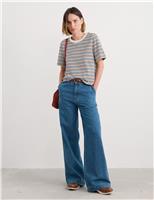 Seasalt Cornwall Pure Cotton Jersey Striped T-Shirt Brown Mix