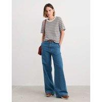 Seasalt Cornwall Pure Cotton Jersey Striped T-Shirt Brown Mix