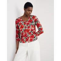 Pure Cotton Floral Striped Relaxed Top