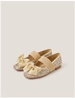 Glitter Bow Ballerina Party Shoes (7 Small - 4 Large)