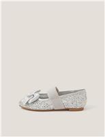 Glitter Bow Ballerina Party Shoes (7 Small - 4 Large)