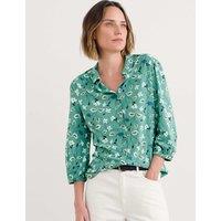 Seasalt Cornwall Cotton Rich Floral Shirt Green Mix
