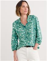 Seasalt Cornwall Cotton Rich Floral Shirt Green Mix