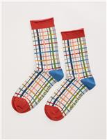 Checked Ankle High Socks