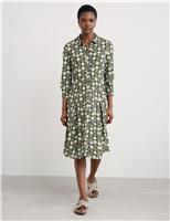 Cotton Rich Floral Knee Length Shirt Dress