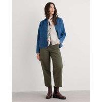 Seasalt Cornwall Pure Cotton Barrel Leg Cropped Trousers Green