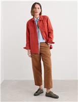 Seasalt Cornwall Pure Cotton Barrel Leg Cropped Trousers Green