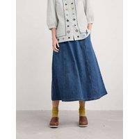 Seasalt Cornwall Cotton Rich Midaxi A-Line Skirt Blue