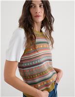 Pure Cotton Fair Isle Knitted Vest