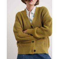 Seasalt Cornwall Pure Cotton Ribbed V-Neck Cardigan Yellow