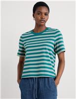 Seasalt Cornwall Pure Cotton Striped T-Shirt Teal Mix
