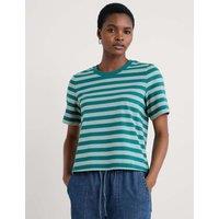Seasalt Cornwall Pure Cotton Striped T-Shirt Teal Mix