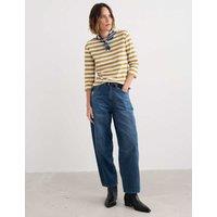 Cotton Striped Scoop Neck Sailor Top