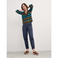 Seasalt Cornwall Wool Blend Striped Button Front Cardigan Teal Mix