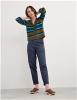 Seasalt Cornwall Wool Blend Striped Button Front Cardigan Teal Mix