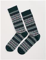 Fair Isle Cotton Rich Socks
