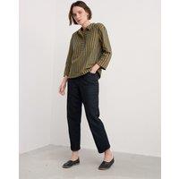 Seasalt Cornwall Pure Cotton Striped Collared Shirt Brown Mix