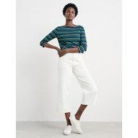 Cotton Striped Scoop Neck Sailor Top