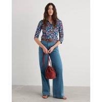 Seasalt Cornwall Pure Cotton Floral Collared Relaxed Shirt Blue Mix