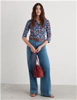 Pure Cotton Floral Collared Relaxed Shirt