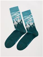 Sailboat Design Cotton Rich Socks
