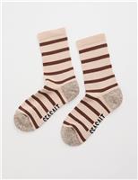 Cotton Rich Striped Ankle High Socks