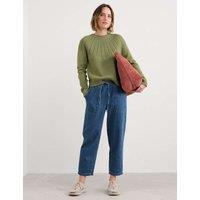 Pure Cotton Crew Neck Yoke Detail Jumper