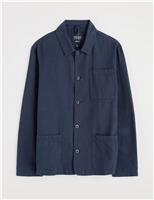 Linen Blend Utility Overshirt